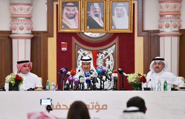 Saudi Energy minister Prince Abdulaziz bin Salman speaks during a news conference in Jeddah, Saudi Arabia September 17, 2019.  REUTERS/Waleed Ali