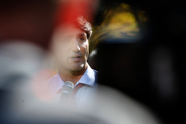WINNIPEG, MB - SEPTEMBER 19: Canadian Prime Minister Justin Trudeau addresses the media regarding photos and video that have surfaced in which he is wearing dark makeup on September 19, 2019 in Winnipeg, Canada. Three separate incidents came to light yesterday where Trudeau was wearing dark makeup as part of a costume while attending events while he was a student or a teacher. (Photo by John Woods/Getty Images)