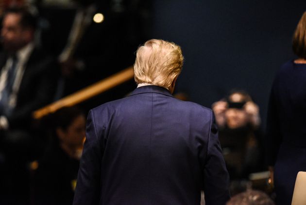 NEW YORK, NY - SEPTEMBER 24:  U.S. President Donald Trump leaves the stage after speaking at the United Nations (U.N.) General Assembly  on September 24, 2019 in New York City. World leaders are gathered for the 74th session of the UN amid a warning by Secretary-General Antonio Guterres in his address yesterday of the looming risk of a world splitting between the two largest economies - the U.S. and China.  (Photo by Stephanie Keith/Getty Images)