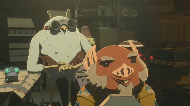 STAR WARS RESISTANCE - 'Dangerous Business' - In exchange for parts, Kaz minds acquisitions for Flix and Orka and comes into conflict with a shady alien customer in league with the First Order. This episode of 'Star Wars Resistance' airs Sunday, Jan. 20 (10:00 - 10:30 P.M. EST) on Disney Channel. (Lucasfilm via Getty Images)
FLIX, ORKA