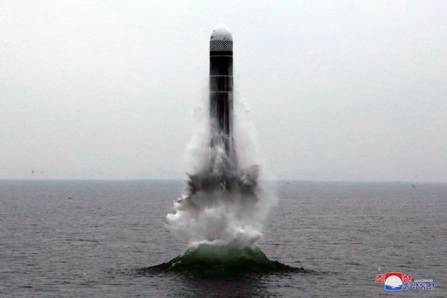 What appears to be a submarine-launched ballistic missile (SLBM) flies in an undisclosed location in this undated picture released by North Korea's Central News Agency (KCNA) on October 2, 2019.   KCNA via REUTERS    ATTENTION EDITORS - THIS IMAGE WAS PROVIDED BY A THIRD PARTY. REUTERS IS UNABLE TO INDEPENDENTLY VERIFY THIS IMAGE. NO THIRD PARTY SALES. SOUTH KOREA OUT.     TPX IMAGES OF THE DAY
