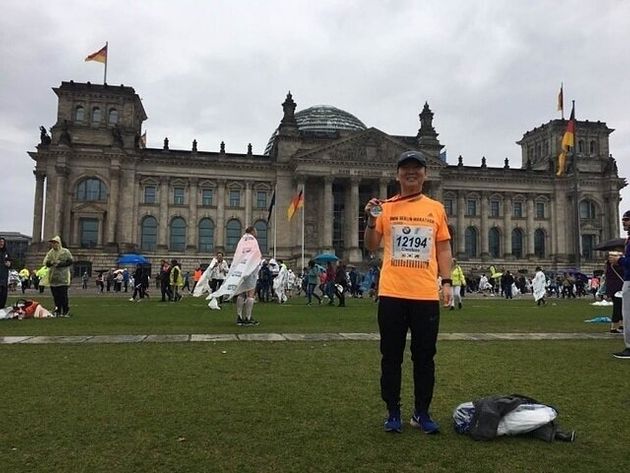 지난달 29일 베를린 마라톤 대회에 출전한 안철수 전 의원.
