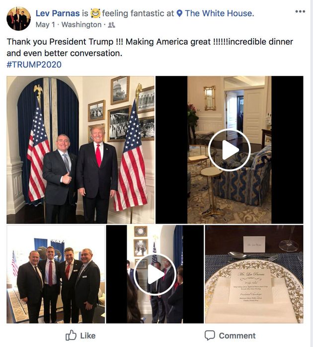 Ukrainian-American businessman Lev Parnas is seen in a 2018 social media post appearing to show him at the White House with U.S. President Donald Trump in a screen capture from his social media account made in 2018 by the Campaign Legal Center and released by them after his arrest on federal campaign finance violation charges in Washington, U.S. October 10, 2019.  Lev Parnas/Social Media via the Campaign Legal Center/Handout via REUTERS   THIS IMAGE HAS BEEN SUPPLIED BY A THIRD PARTY. NO RESALES. NO ARCHIVES