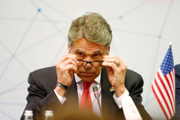 U.S. Secretary of Energy Rick Perry reacts during a news conference after the Partnership for Transatlantic Energy Cooperation conference in Vilnius, Lithuania October 7, 2019. REUTERS/Ints Kalnins