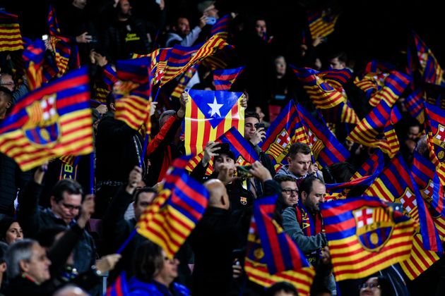 Catalan independence flags during the semi-final first leg of Spanish King Cup / Copa del Rey football match between FC Barcelona and Real Madrid on 6 February 2019 at Camp Nou stadium in Barcelona, Spain (Photo by Xavier Bonilla/NurPhoto via Getty Images)