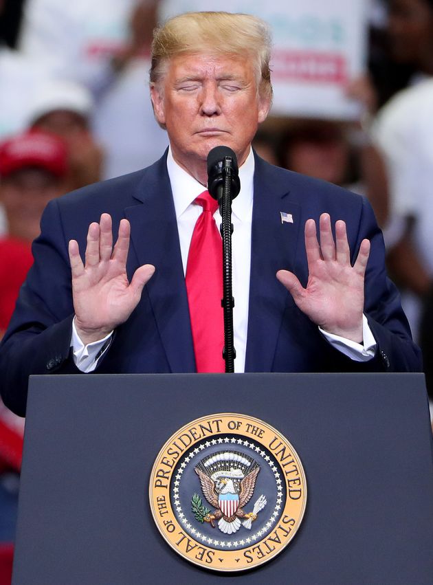 DALLAS, TEXAS - OCTOBER 17: U.S. President Donald Trump speaks during a 'Keep America Great' Campaign Rally at American Airlines Center on October 17, 2019 in Dallas, Texas. (Photo by Tom Pennington/Getty Images)
