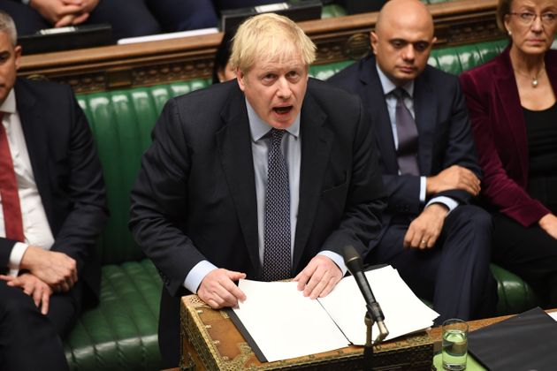 Britain's Prime Minister Boris Johnson speaks during a debate on Brexit, as parliament sits on a Saturday for the first time since the 1982 Falklands War, in London, Britain October 19, 2019. ©UK Parliament/Jessica Taylor/Handout via REUTERS ATTENTION EDITORS - THIS IMAGE WAS PROVIDED BY A THIRD PARTY