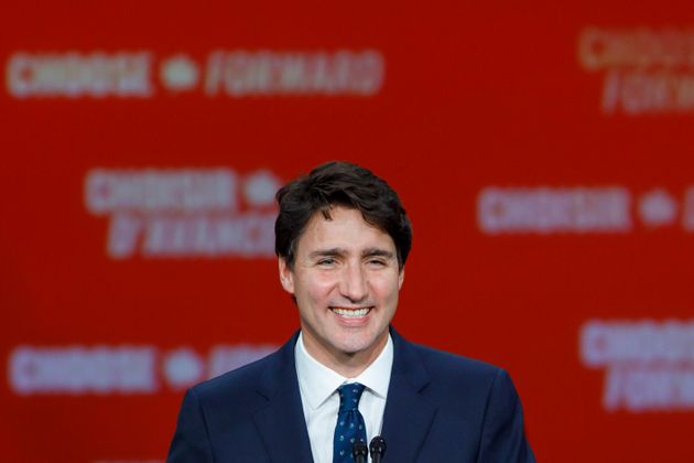 MONTREAL, QC - OCTOBER 21: Liberal Leader and Canadian Prime Minister Justin Trudeau smiles as he delivers his victory speech at his election night headquarters on October 21, 2019 in Montreal, Canada. Trudeau remains in power with a Minority Government. (Photo by Cole Burston/Getty Images)