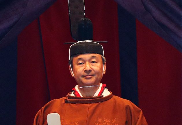 TOKYO, JAPAN - OCTOBER 22: Japan's Emperor Naruhito makes his appearance during a ceremony to proclaim his enthronement to the world, called Sokuirei-Seiden-no-gi, at the Imperial Palace on October 22, 2019 in Tokyo, Japan. (Photo by Issei Kato/Pool/Getty Images)