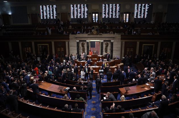 WASHINGTON, DC - OCTOBER 31:  The U.S. House of Representatives votes on a resolution formalizing the impeachment inquiry centered on U.S. President Donald Trump October 31, 2019 in Washington, DC. The resolution, which passed by a 232-196 margin, creates the legal framework for public hearings, procedures for the White House to respond to evidence and the process for consideration of future articles of impeachment by the full House of Representatives. (Photo by Win McNamee/Getty Images)