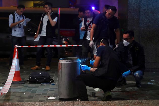 A view of the scene where Andrew Chiu Ka Yin, District Councillor of Taikoo Shing West, was injured in a knife attack during anti-government protest at a shopping mall in Hong Kong, China November 3, 2019. REUTERS/Tyrone Siu
