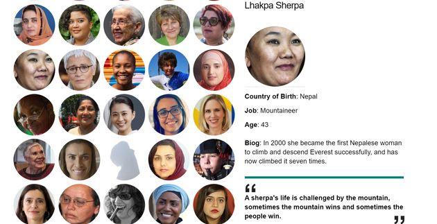 2016년 BBC 선정 '세계에서 가장 영향력 있는 여성 100인'에 이름을 올린 락파 셰르파.
