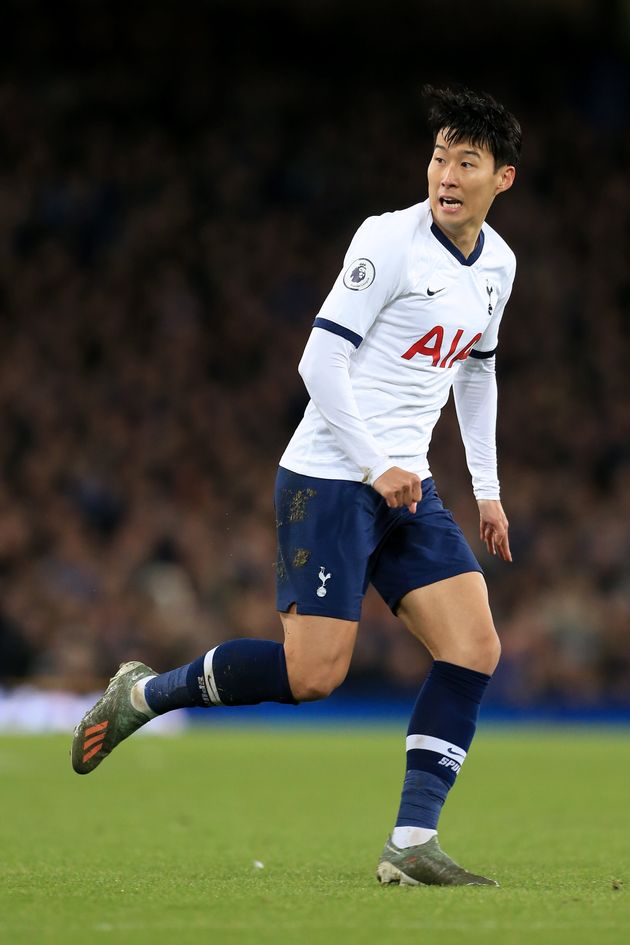 LIVERPOOL, ENGLAND - NOVEMBER 03: Son Heung-Min of Spurs in action during the Premier League match between Everton FC and Tottenham Hotspur at Goodison Park on November 3, 2019 in Liverpool, United Kingdom. (Photo by Simon Stacpoole/Offside/Offside via Getty Images)