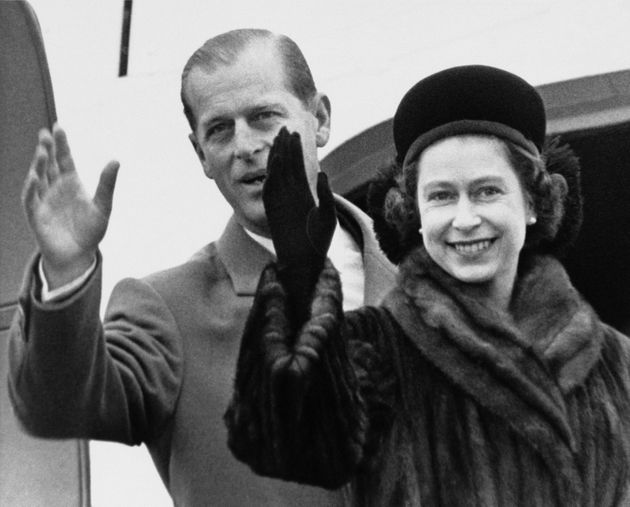 Queen Elizabeth II and Prince Philip are shown prior to boarding airliner at London Airport on Jan. 31, 1963, to start two-month royal tour of Fiji, Australia and New Zealand. Their first stop will be in British Columbia’s Vancouver. (AP Photo)