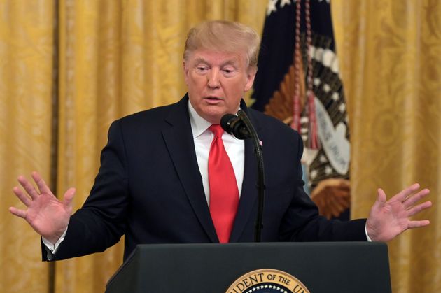 US President Donald Trump speaks at the White House in Washington, DC, on November 6, 2019. - President Trump delivered remarks on Federal Judicial Confirmation Milestones. (Photo by JIM WATSON / AFP) (Photo by JIM WATSON/AFP via Getty Images)