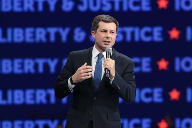 DES MOINES, IOWA - NOVEMBER 01: Democratic presidential candidate South Bend, Indiana Mayor Pete Buttigieg speaks at the Liberty and Justice Celebration at the Wells Fargo Arena on November 01, 2019 in Des Moines, Iowa. Fourteen of the candidates hoping to win the Democratic nomination for president are expected to speak at the Celebration. (Photo by Scott Olson/Getty Images)