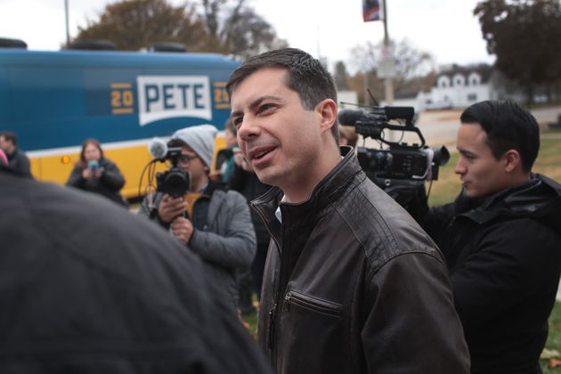 BRITT, IOWA - NOVEMBER 04:  Democratic presidential candidate South Bend, Indiana Mayor Pete Buttigieg meets with residents during a brief tour of town during a campaign stop on November 04, 2019 in Britt, Iowa. The 2020 Iowa Democratic caucuses will take place on February 3, 2020, making it the first nominating contest for the Democratic Party in choosing their presidential candidate to face Donald Trump in the 2020 election. (Photo by Scott Olson/Getty Images)
