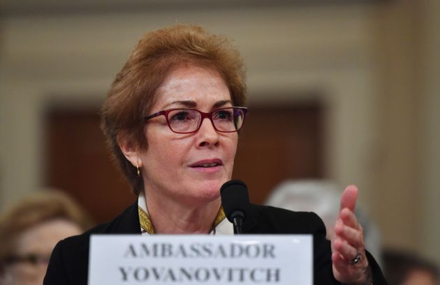 Former US Ambassador to the Ukraine Marie Yovanovitch testifies before the House Permanent Select Committee on Intelligence as part of the impeachment inquiry into US President Donald Trump, on Capitol Hill on November 15, 2019 in Washington DC. - Public impeachment hearings resume Friday with the testimony of former ambassador to Ukraine Marie Yovanovitch, who says she was ousted because the Trump administration believed she would not go along with plans to pressure Ukraine to investigate Democrat Joe Biden, a potential Trump White House rival in 2020. (Photo by Nicholas Kamm / AFP) (Photo by NICHOLAS KAMM/AFP via Getty Images)