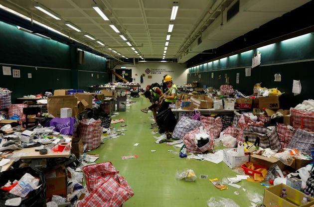 홍콩 이공대 안에 있는 보급소의 모습. 2019년 11월 19일.