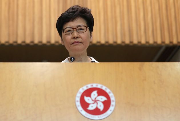 Hong Kong chief executive Carrie Lam speaks to the media in a weekly news briefing after local elections in Hong Kong, China, November 26, 2019. REUTERS/Leah Millis