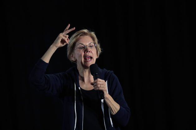 WEST DES MOINES, IOWA - NOVEMBER 25: Democratic presidential candidate Sen. Elizabeth Warren (D-MA) speaks to guests during a campaign stop at the Val Air Ballroom on November 25, 2019 in West Des Moines, Iowa. The 2020 Iowa Democratic caucuses will take place on February 3, 2020, making it the first nominating contest for the Democratic Party in choosing their presidential candidate. (Photo by Scott Olson/Getty Images)