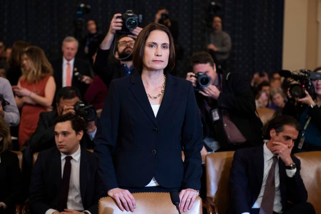 UNITED STATES - NOVEMBER 21: Fiona Hill, former National Security Council Russia adviser, arrives back from a break in the House Intelligence Committee hearing on the impeachment inquiry of President Trump in Longworth Building on Thursday, November 21, 2019. David Holmes, counselor for political affairs at the U.S. Embassy in Ukraine, also testified. (Photo By Tom Williams/CQ-Roll Call, Inc via Getty Images)