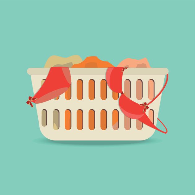 Laundry basket with underwear and dirty clothes ,Flat style icon vector illustration.