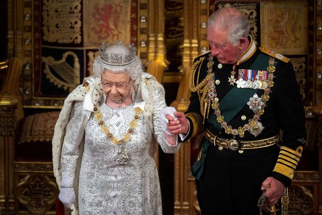 Britain's Queen Elizabeth and Charles, the Prince of Wales are seen during the State Opening of Parliament in the House of Lords at the Palace of Westminster in London, Britain October 14, 2019. Victoria Jones/Pool via REUTERS
