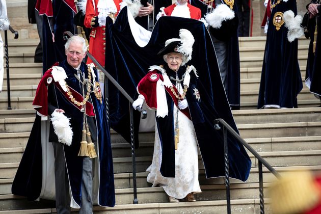 Britain's Queen Elizabeth and Prince Charles leave the Order of the Garter Service at Windsor Castle, Britain June 17, 2019. Richard Pohle/Pool via REUTERS