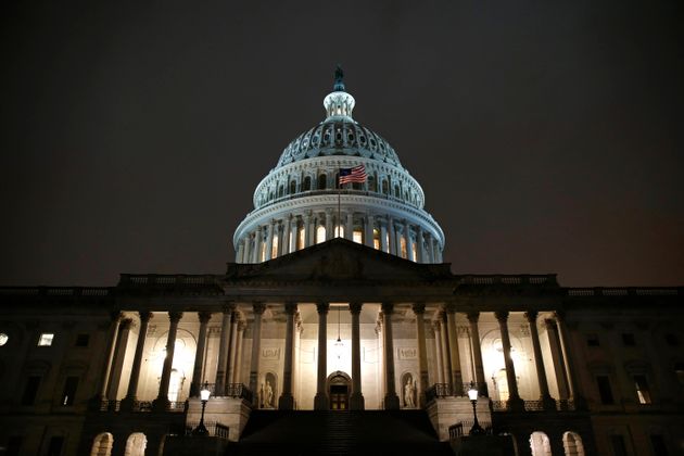 Lights shine on the U.S. Capitol dome, Monday, Dec. 9, 2019, after the House Judiciary Committee heard investigative findings in the impeachment inquiry of President Donald Trump on Capitol Hill in Washington. (AP Photo/Patrick Semansky)