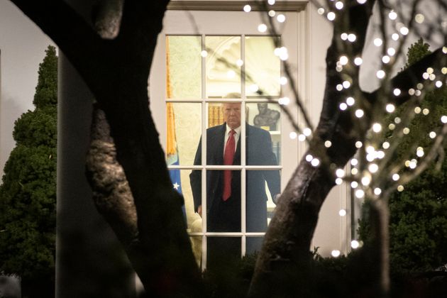 WASHINGTON, DC  DECEMBER 10: U.S. President Donald Trump exits the Oval Office and heads toward Marine One on the South Lawn of the White House on December 10, 2019 in Washington, DC. President Trump is headed to Hershey, Pennsylvania for a campaign rally.  (Photo by Drew Angerer/Getty Images)
