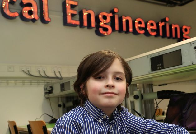 Nine-year-old Belgian student Laurent Simons, who studies electrical engineering and who will soon become the youngest university graduate in the world, poses at the University of Technology in Eindhoven, Netherlands November 20, 2019.  Picture taken November 20, 2019.  REUTERS/Yves Herman