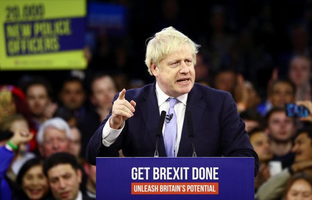 Britain's Prime Minister Boris Johnson speaks during a final general election campaign event in London, Britain, December 11, 2019.  REUTERS/Hannah McKay