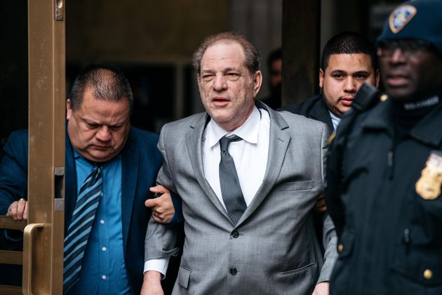 NEW YORK, NY - DECEMBER 06: Harvey Weinstein leaves New York City Criminal Court after a bail hearing on December 6, 2019 in New York City.  The Oscar-winning producer appeared in court for a proceeding to evaluate his bail in part of reforms set to take effect Jan. 1 throughout New York State. (Photo by Scott Heins/Getty Images)