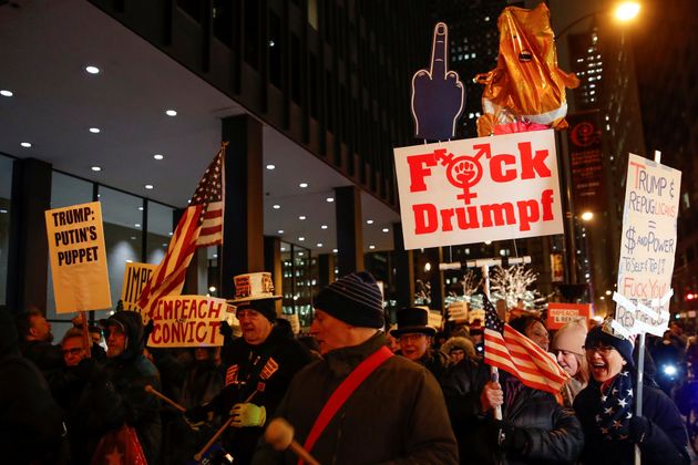 SENSITIVE MATERIAL. THIS IMAGE MAY OFFEND OR DISTURB    Protesters take part in a rally to support the impeachment and removal of U.S. President Donald Trump in Chicago, Illinois, U.S. December 17, 2019.  REUTERS/Kamil Krzaczynski