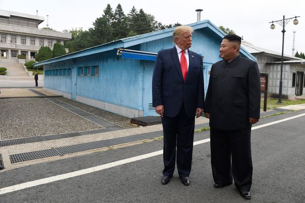 FILE - In this June 30, 2019 file photo, President Donald Trump meets with North Korean leader Kim Jong Un at the border village of Panmunjom in Demilitarized Zone, South Korea. South Korea's military say it has detected an 'unidentified object' flying near the border with North Korea. The South's Joint Chiefs of Staff says its radar found 'the traces of flight by an unidentified object' on Monday, July 1, over the central portion of the Demilitarized Zone that bisects the two Koreas. (AP Photo/Susan Walsh, File)