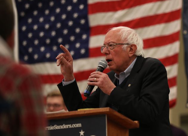 WINTERSET, IOWA - DECEMBER 30: Democratic presidential candidate Sen. Bernie Sanders (D-VT) speaks during a campaign event at Winterset Middle School Commons on December 30, 2019 in Winterset, Iowa. The 2020 Iowa Democratic caucuses will take place on February 3, 2020, making it the first nominating contest for the Democratic Party in choosing their presidential candidate to face Donald Trump in the 2020 election. (Photo by Joe Raedle/Getty Images)