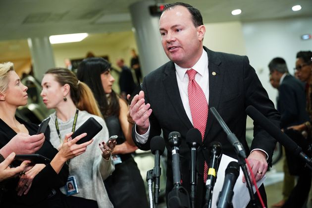 US Senator Mike Lee, R-UT, speaks to reporters following a closed-door briefing on Saudi Arabia at the US Capitol in Washington, DC on November 28, 2018. - US Secretary of State Mike Pompeo on Wednesday defended America's increasingly contentious support for Saudi Arabia in the Yemen war, warning lawmakers the brutal conflict would worsen without US involvement. (Photo by MANDEL NGAN / AFP)        (Photo credit should read MANDEL NGAN/AFP via Getty Images)