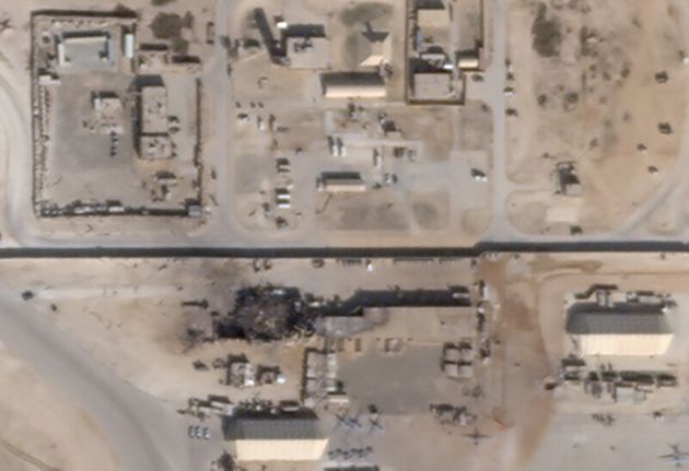 What appears to be new damage at Al Asad air base in Iraq is seen in a satellite picture taken January 8, 2020.