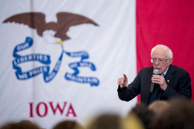 Democratic presidential candidate Sen. Bernie Sanders, I-Vt., speaks at Berg Middle School, Saturday, Jan. 11, 2020, in Newton, Iowa. (AP Photo/Andrew Harnik)