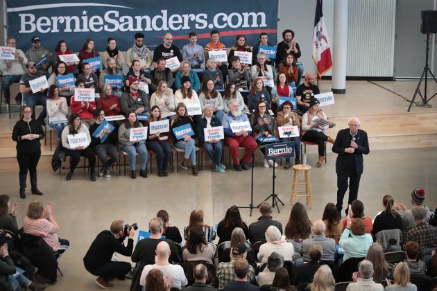 NEWTON, IOWA - JANUARY 11: Democratic presidential candidate Sen. Bernie Sanders (I-VT) speaks to guests during a campaign stop at Berg Middle School on January 11, 2020 in Newton, Iowa. A recent poll has Sanders with a narrow lead in the state ahead of the 2020 Iowa Democratic caucuses being held on February 3. Rep. Rashida Tlaib (D-MI) was expected to campaign with Sanders at the event but was not able to attend because of weather. (Photo by Scott Olson/Getty Images)