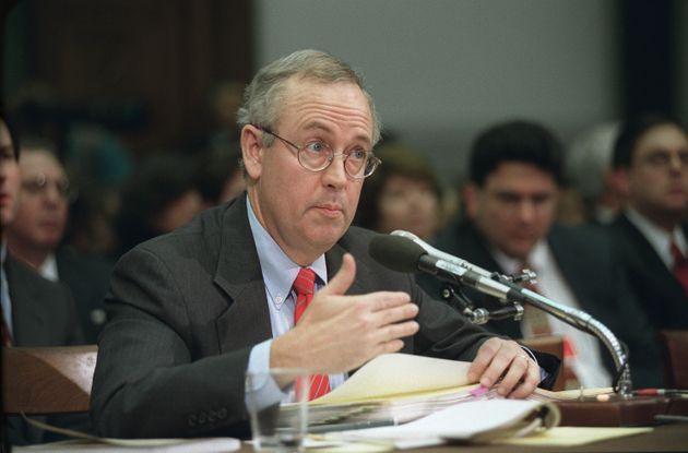 UNITED STATES - NOVEMBER 19:  IMPEACHMENT HEARING--Independent Counsel Kenneth Starr testifies before House Judiciary Committee regarding articles of impeachment against President Bill Clinton.  (Photo by Scott J. Ferrell/Congressional Quarterly/Getty Images)