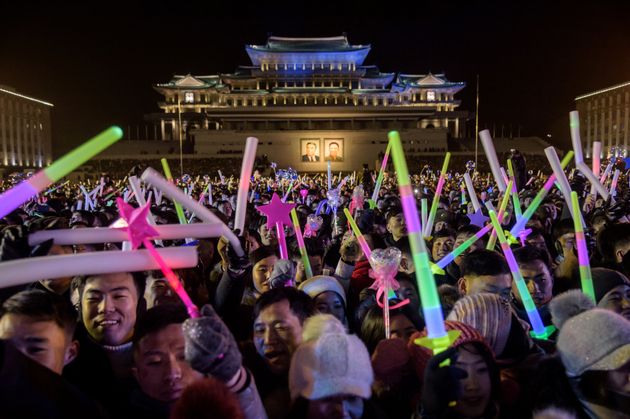 Spectators attend a New Year's Eve countdown event on Kim Il Sung square in Pyongyang on December 31, 2019. (Photo by KIM Won Jin / AFP) (Photo by KIM WON JIN/AFP via Getty Images)