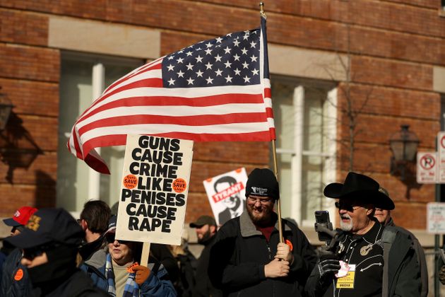 RICHMOND, VIRGINIA - JANUARY 20: Thousands of gun rights advocates attend a rally organized by The Virginia Citizens Defense League on Capitol Square near the state capitol building January 20, 2020 in Richmond, Virginia.  (Photo by Chip Somodevilla/Getty Images)