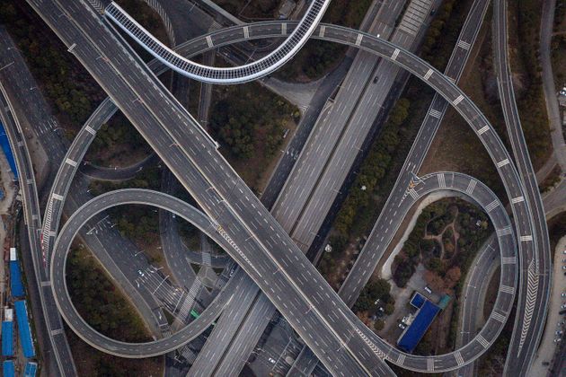 WUHAN, CHINA - FEBRUARY 03: (CHINA OUT) An aerial view of the roads and bridges are seen on February 3, 2020 in Wuhan, Hubei province, China. (Photo by Getty Images)