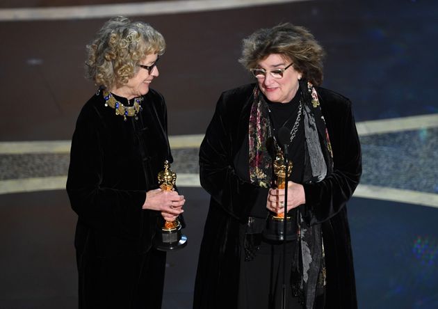 HOLLYWOOD, CALIFORNIA - FEBRUARY 09: (L-R) Nancy Haigh and Barbara Ling accept the Production Design award for 'Once Upon a Time...in Hollywood' onstage during the 92nd Annual Academy Awards at Dolby Theatre on February 09, 2020 in Hollywood, California. (Photo by Kevin Winter/Getty Images)