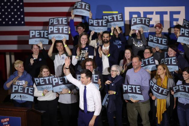KEENE, NEW HAMPSHIRE - FEBRUARY 08: Democratic presidential candidate former South Bend, Indiana Mayor Pete Buttigieg arrives at a Get Out the Vote rally February 08, 2020 in Keene, New Hampshire. (Photo by Win McNamee/Getty Images)