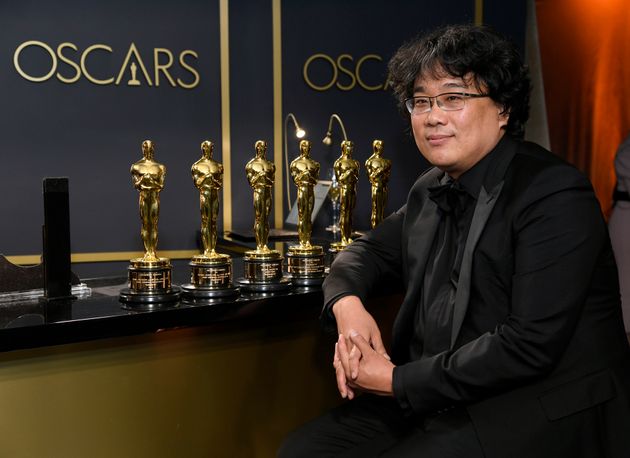 HOLLYWOOD, CALIFORNIA - FEBRUARY 09: Writer-director Bong Joon-ho, winner of the Best Picture, Director, Original Screenplay, and International Feature Film awards for 'Parasite,'  attends the 92nd Annual Academy Awards Governors Ball at Hollywood and Highland on February 09, 2020 in Hollywood, California. (Photo by Kevork Djansezian/Getty Images)