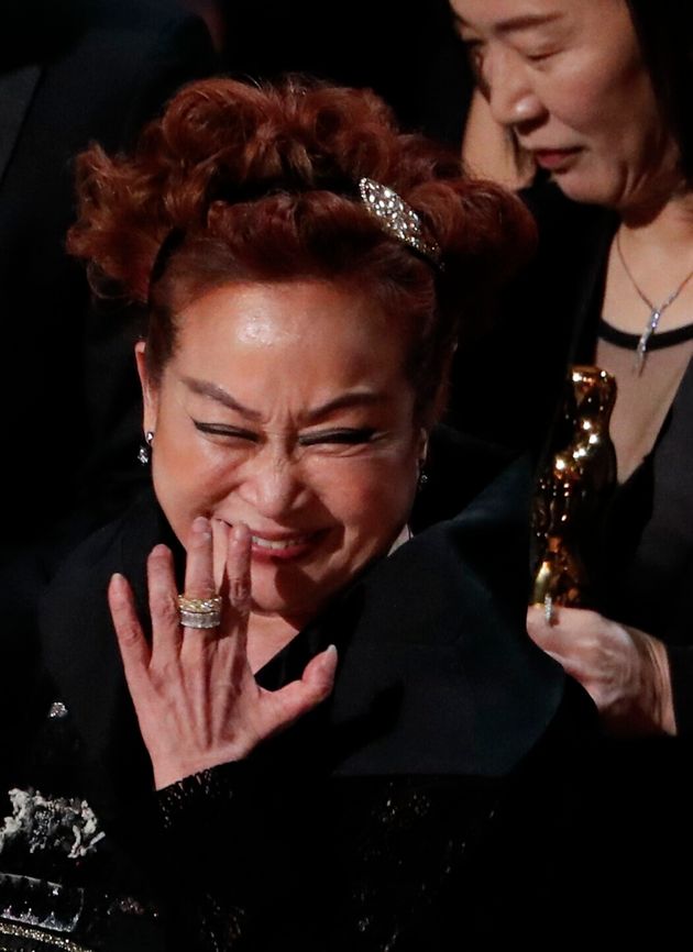 Miky Lee reacts after winning the Oscar for Best Picture for 'Parasite' at the 92nd Academy Awards in Hollywood, Los Angeles, California, U.S., February 9, 2020. REUTERS/Mario Anzuoni