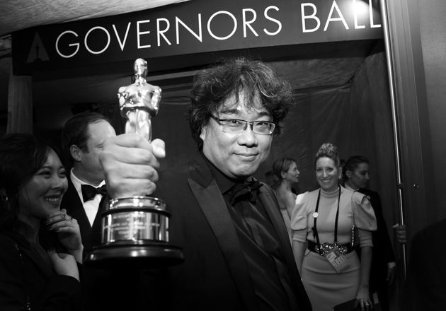 Writer-director Bong Joon-ho, winner of the Best Picture, Director, Original Screenplay, and International Feature Film awards for 'Parasite,' attends the 92nd Annual Academy Awards Governors Ball at Hollywood and Highland on February 09, 2020.